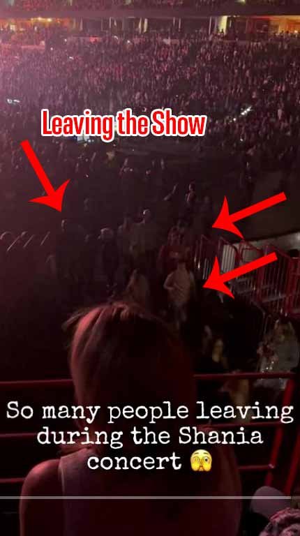 Shania Twain fans leaving from ground live footage