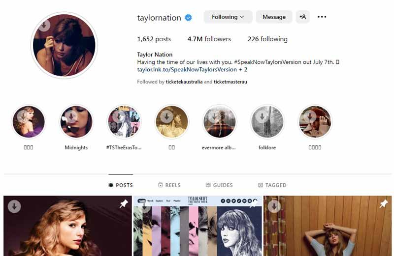 Follow taylor nation on Instagram