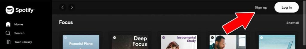 Sign up at Spotify 