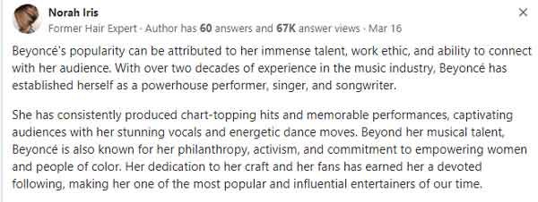 Norah Iris shared the view on quora