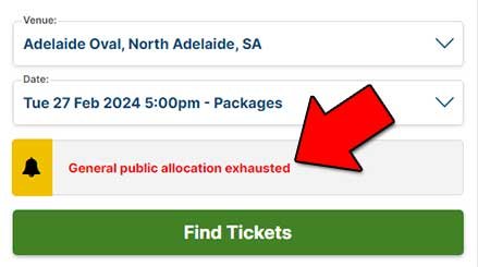 general public allocation exhausted meaning ticketek