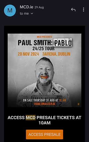 Does MCD send presale codes