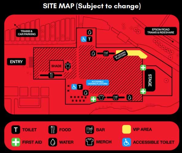 Zach bryan Flemington Racecourse Site Map